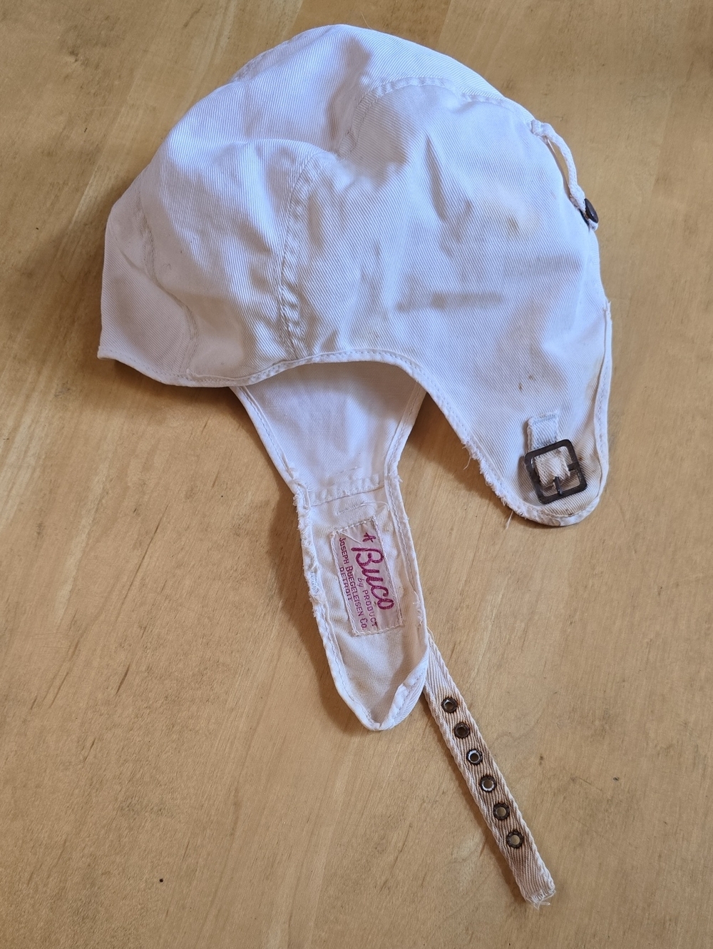 Vintage Buco Cloth Motorcycle Helmet Cap with Chin Strap